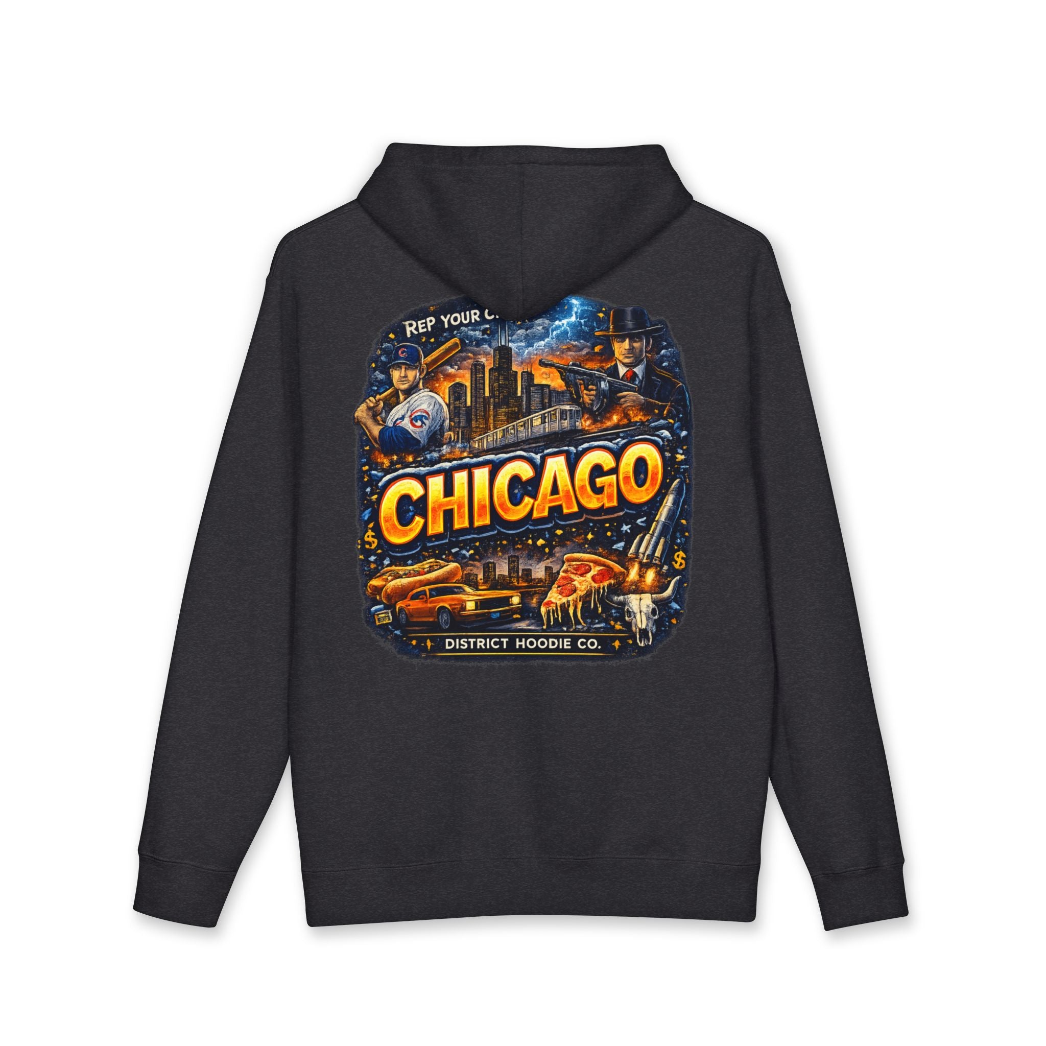 Chicago Vintage City Hoodie — Retro Skyline & Landmarks Pullover