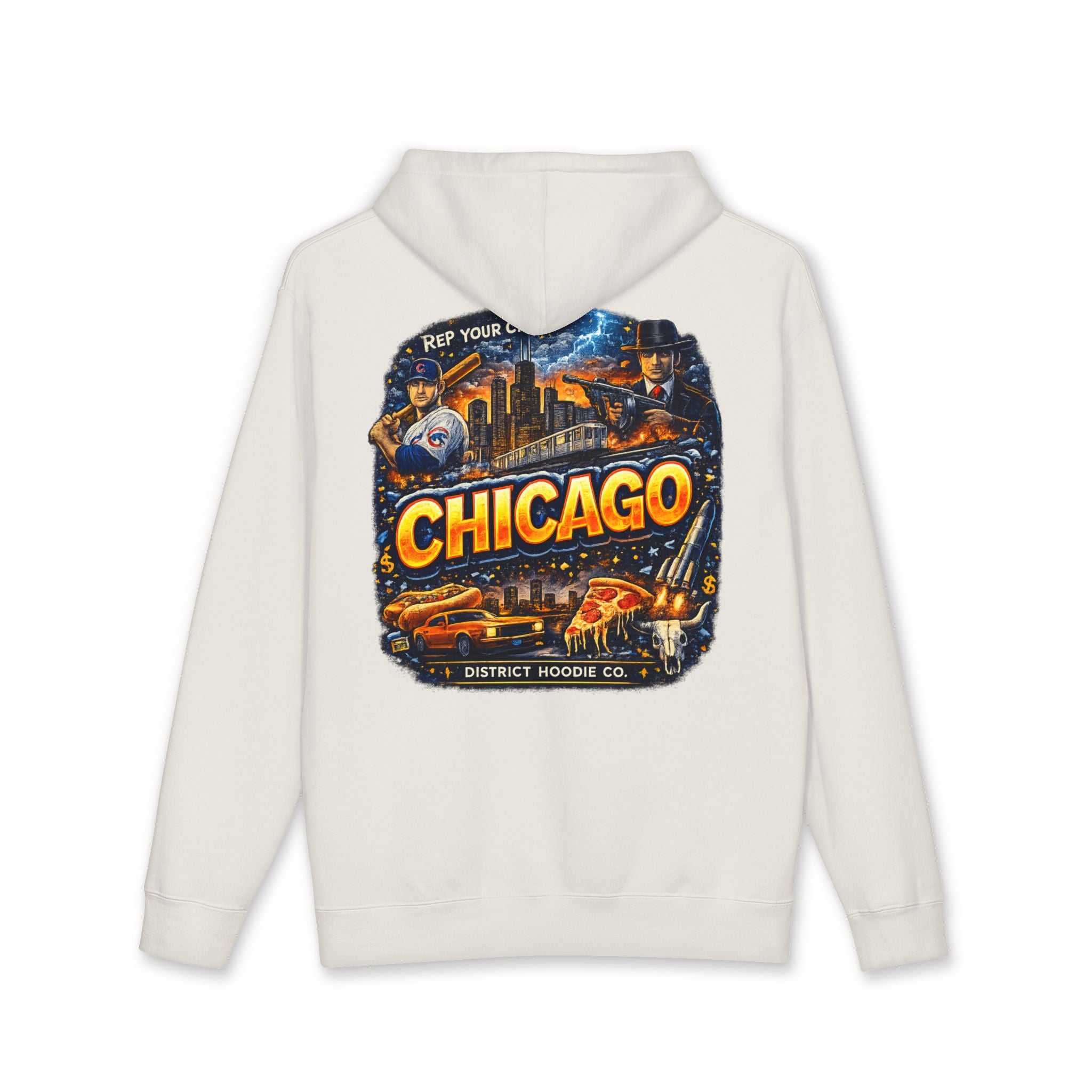 Chicago Vintage City Hoodie — Retro Skyline & Landmarks Pullover