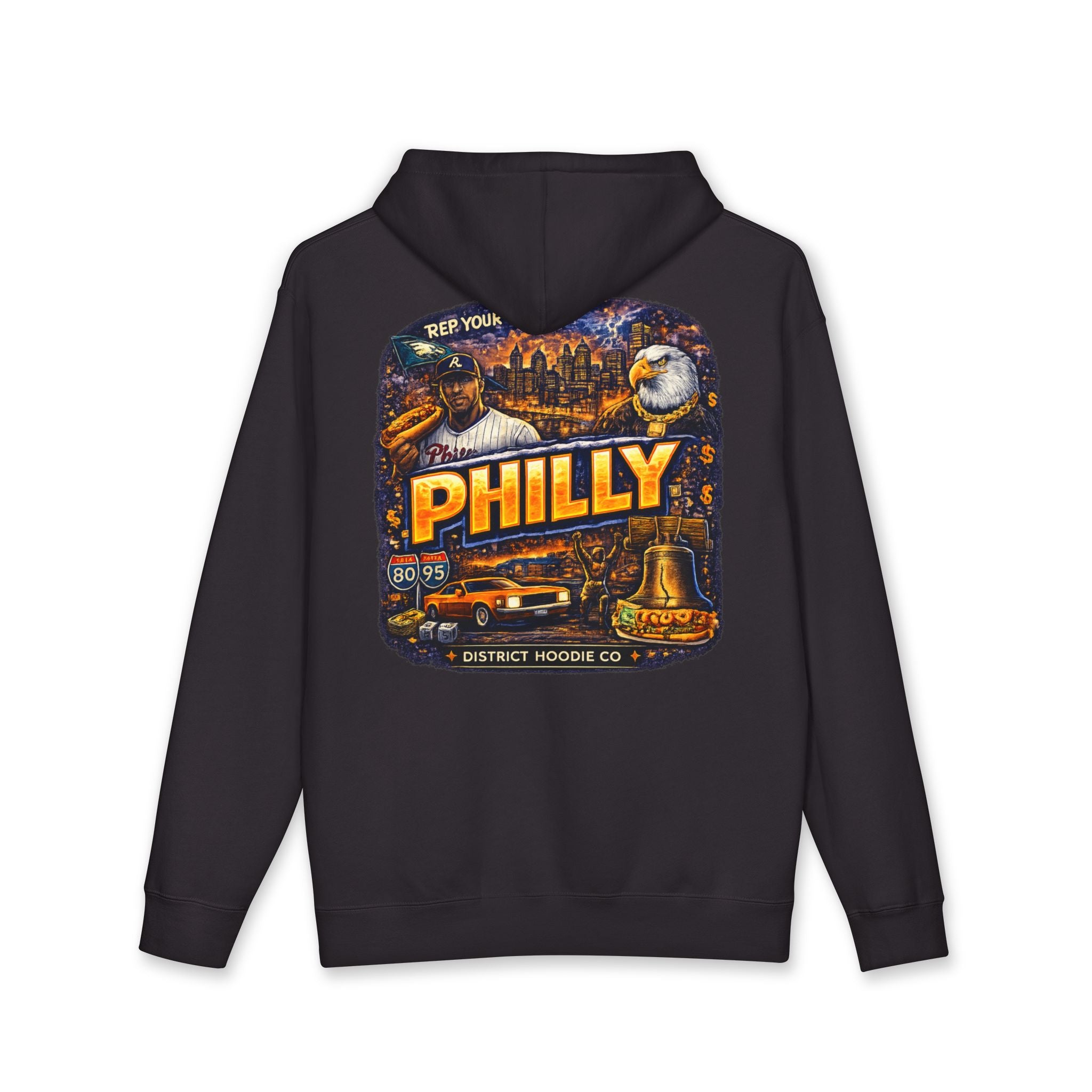Philly Vintage City Hoodie — Philadelphia Skyline, Liberty Bell & Eagles Graphic Hoodie