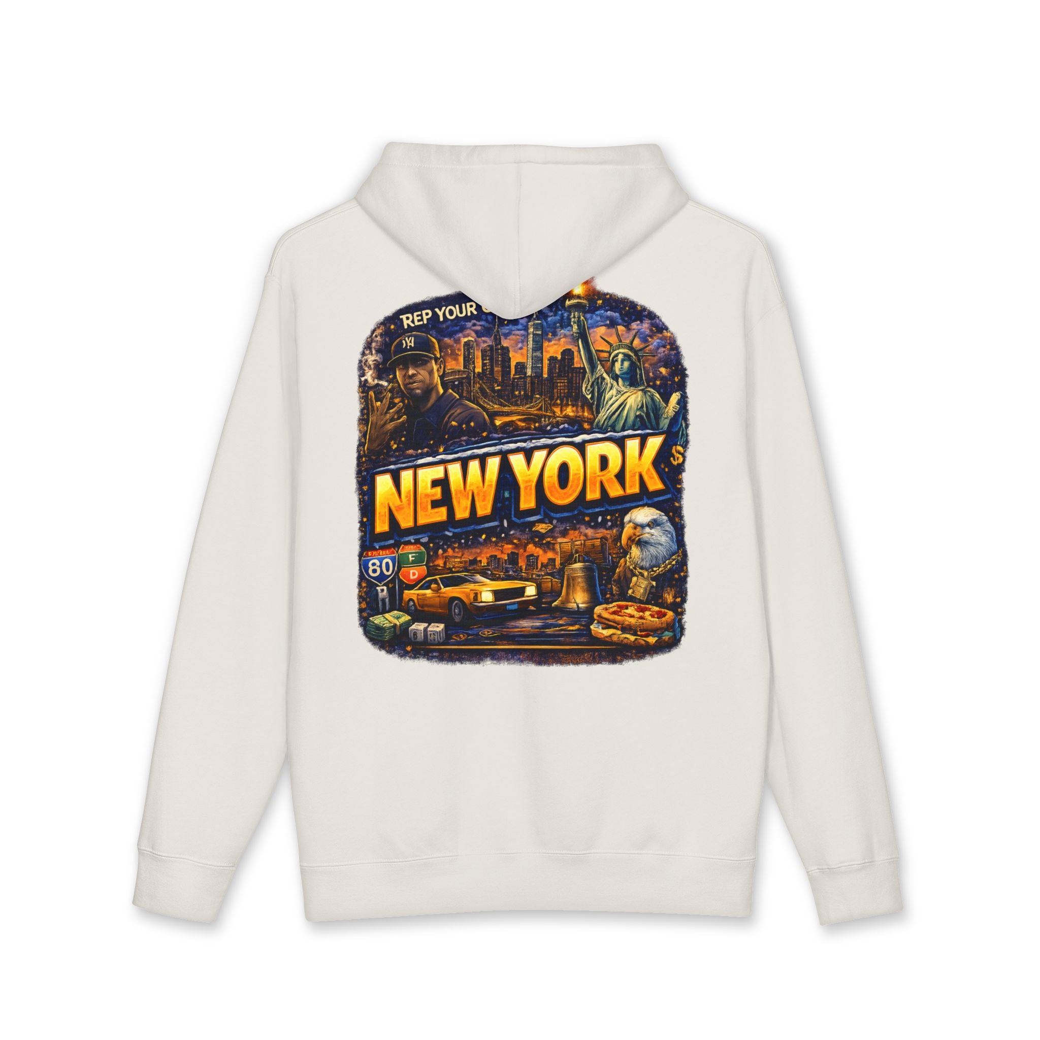 New York City Graphic Hoodie — Retro Skyline & Icons Pullover