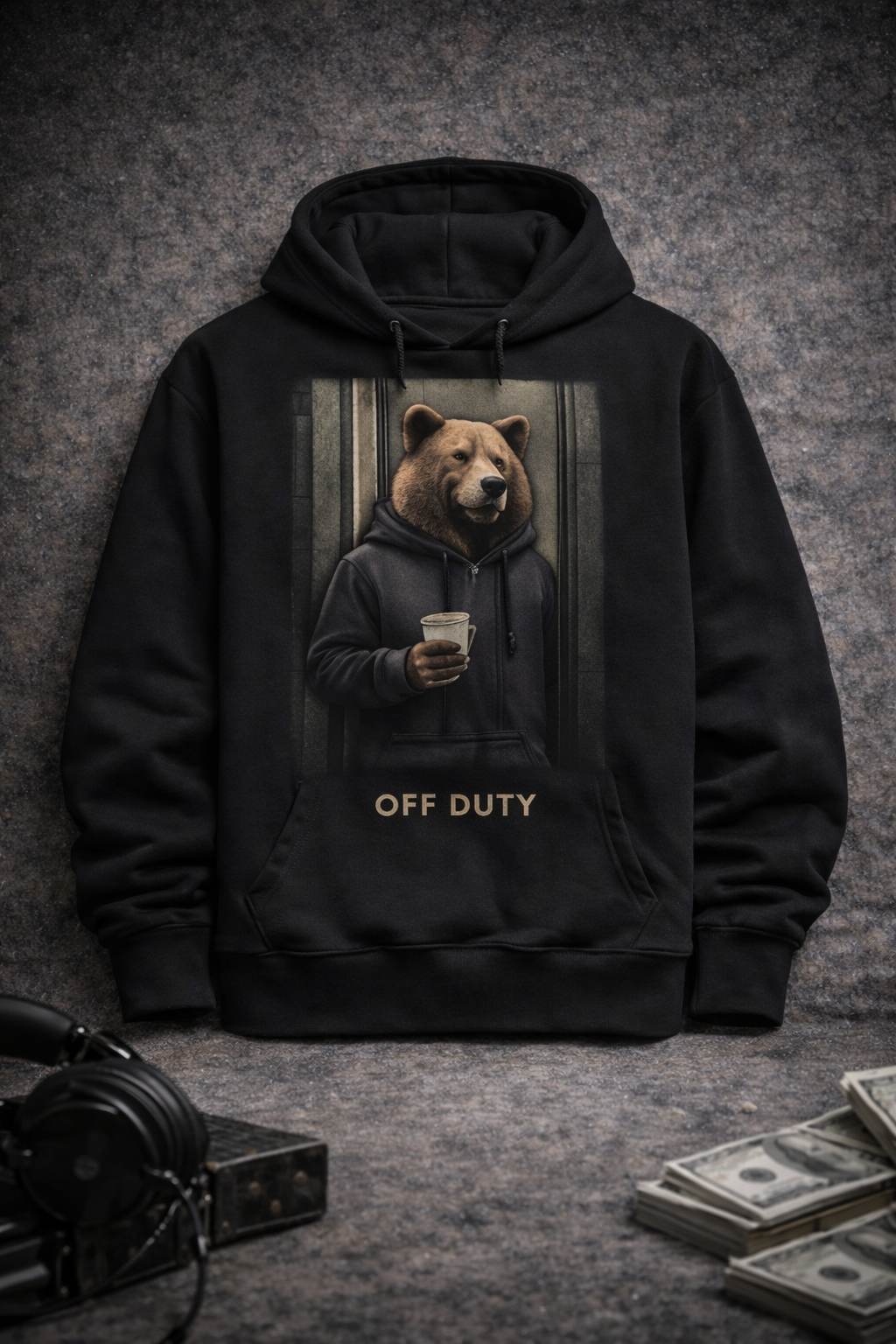 Off Duty' Bear Coffee Graphic Hoodie