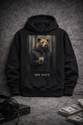 Off Duty' Bear Coffee Graphic Hoodie
