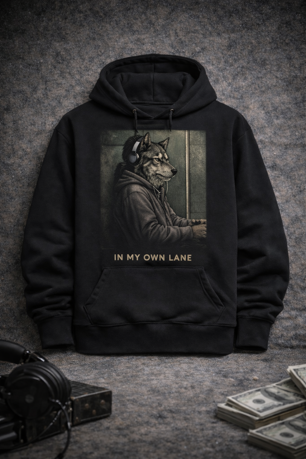 In My Own Lane Wolf Graphic Hoodie