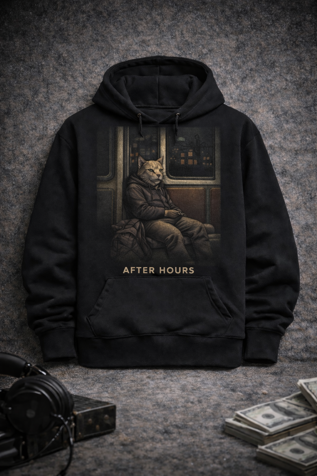 After Hours Night Rider Cat Graphic Hoodie
