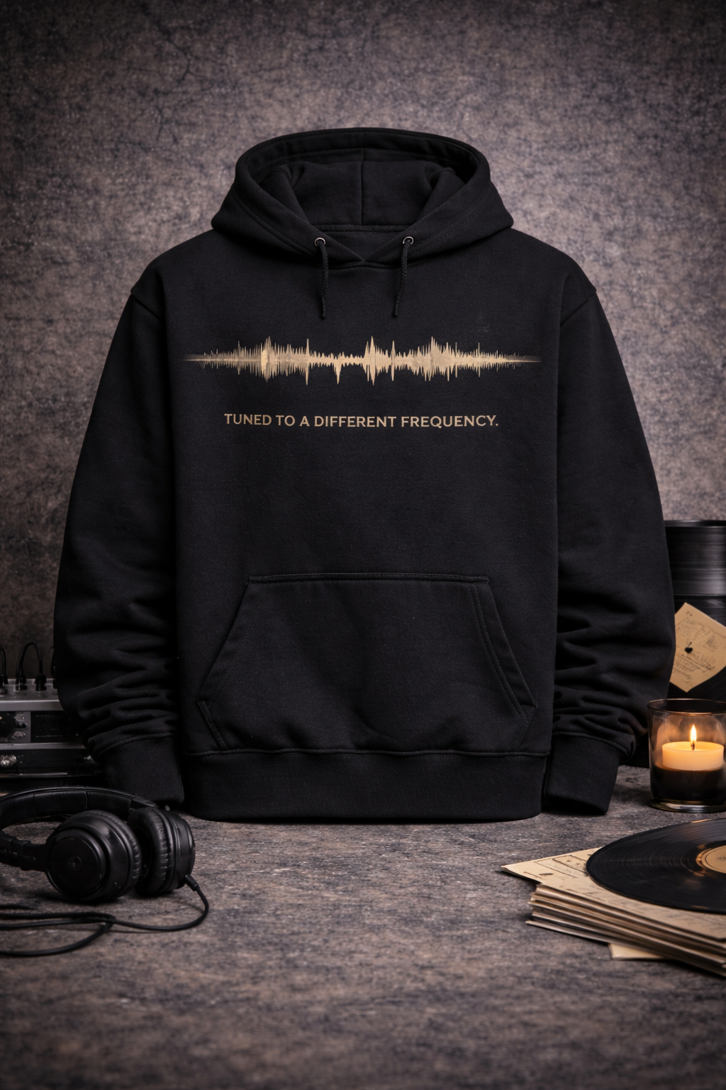 Golden Soundwave "Tuned to a Different Frequency" Graphic Hoodie