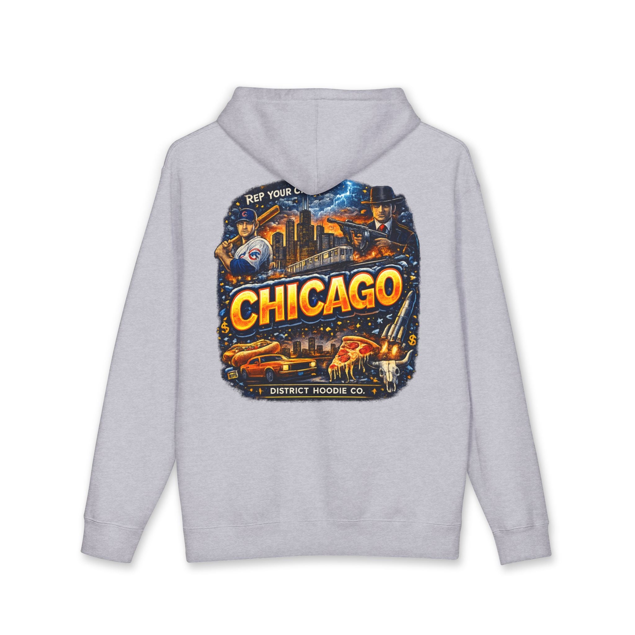 Chicago Vintage City Hoodie — Retro Skyline & Landmarks Pullover
