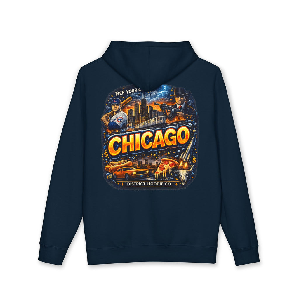 Chicago Vintage City Hoodie — Retro Skyline & Landmarks Pullover