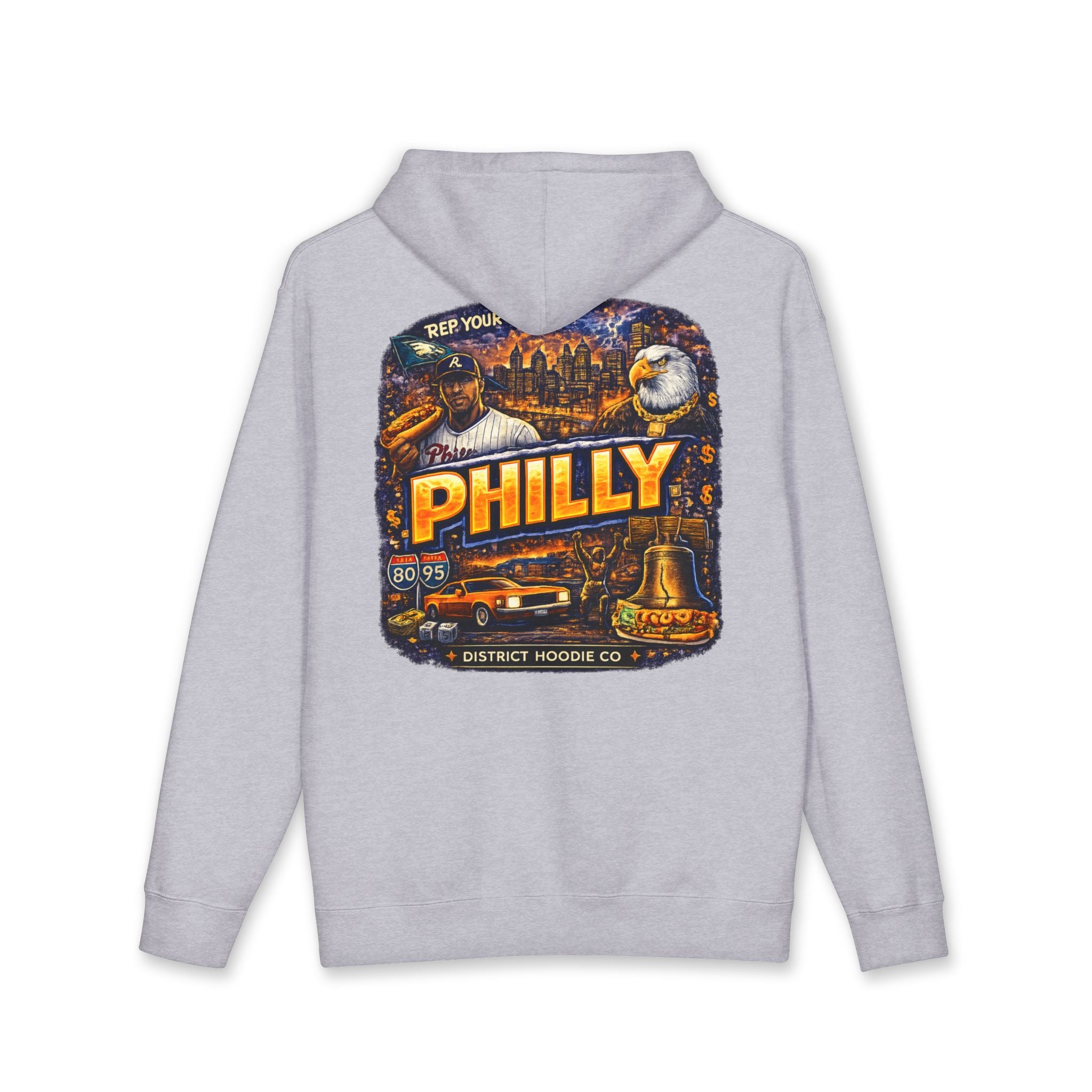 Philly Vintage City Hoodie — Philadelphia Skyline, Liberty Bell & Eagles Graphic Hoodie