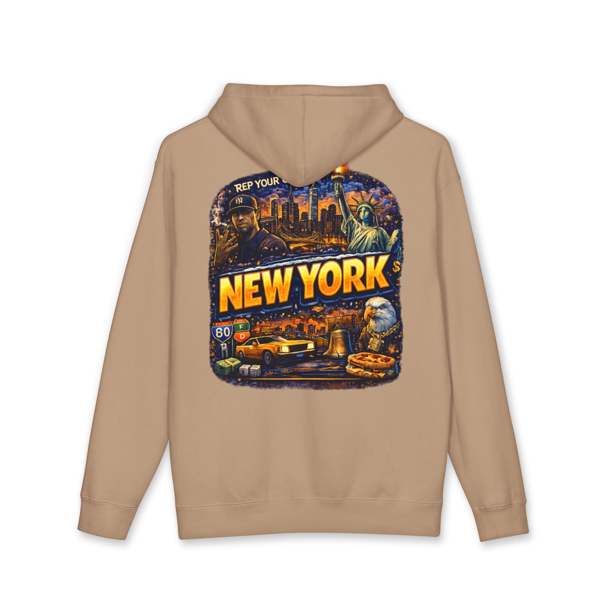 New York City Graphic Hoodie — Retro Skyline & Icons Pullover