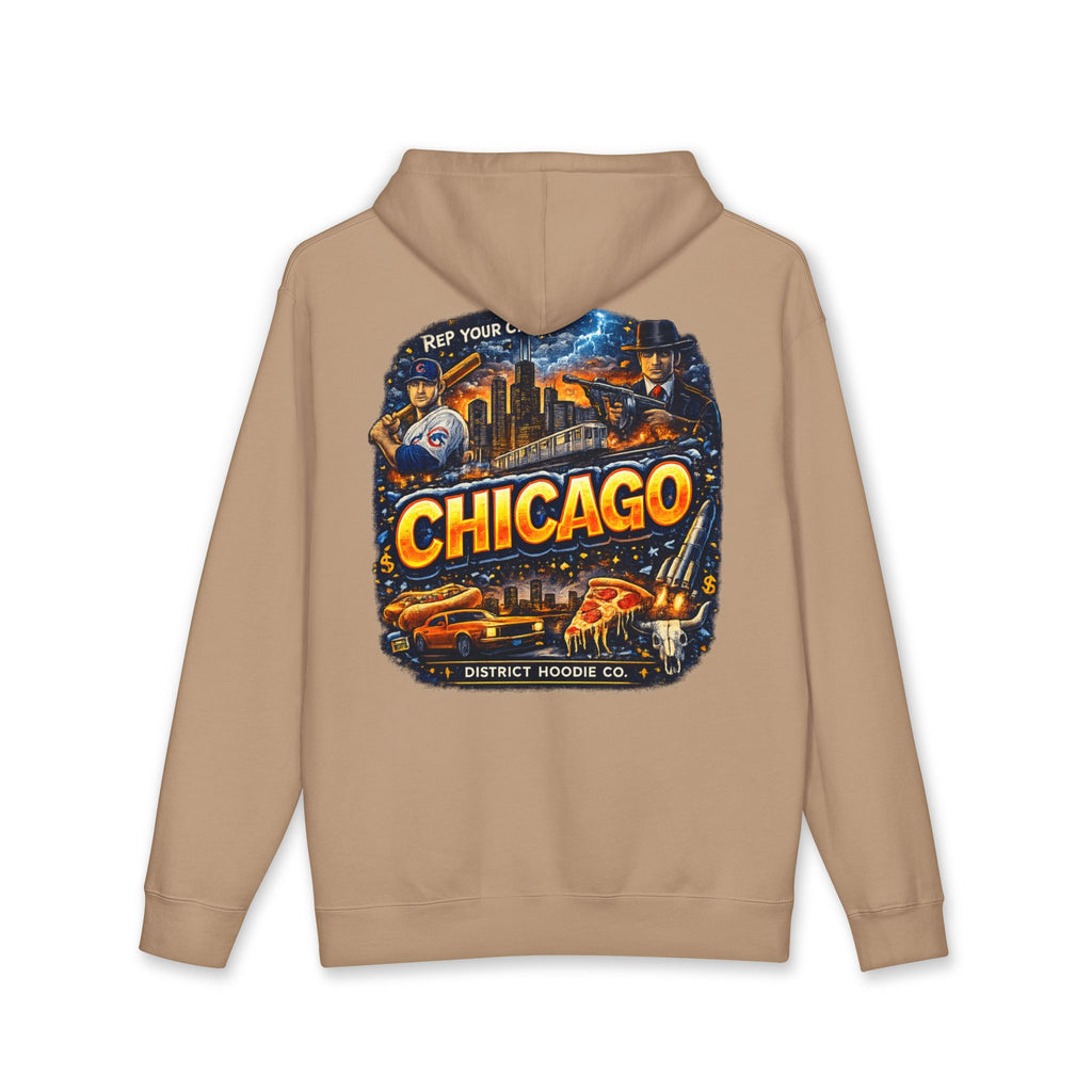 Chicago Vintage City Hoodie — Retro Skyline & Landmarks Pullover