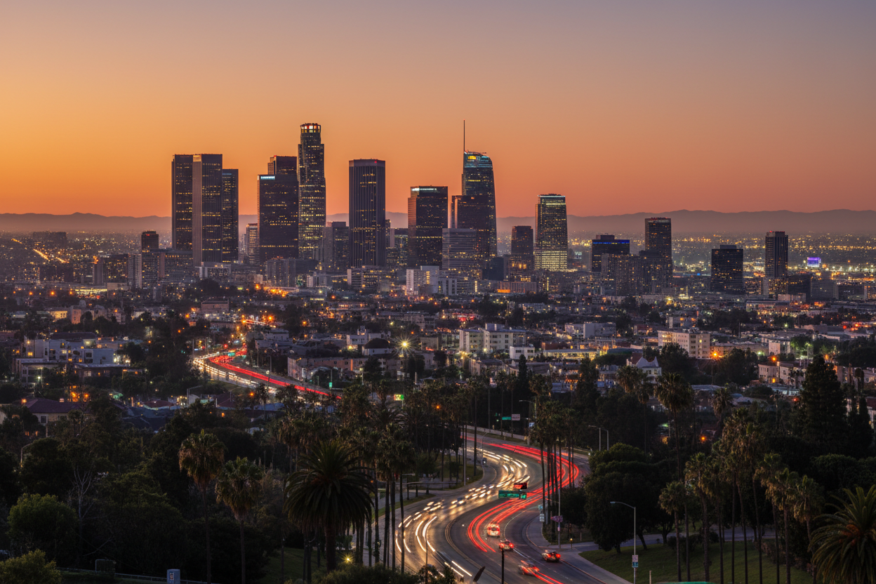 city skyline of los angeles